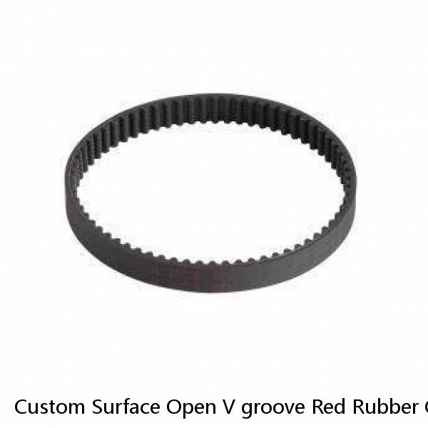 Custom Surface Open V groove Red Rubber Coating polyurethane Timing belt for Lipstick, lighter,Cotton swabs production line #1 small image